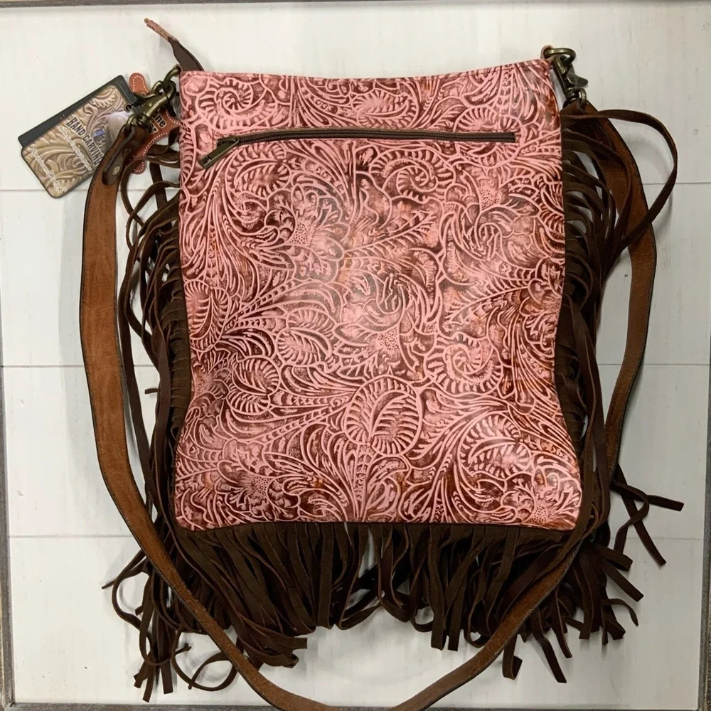 NWT American Darling Messenger‎ Hand Tooled Leather Womens Bag Western Purse